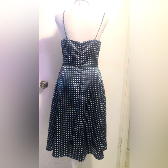 CDC Caren Desiree Black Fit & Flare, Spaghetti Strap Polka Dot Midi Dress, SZ 06 - Picture 5 of 16